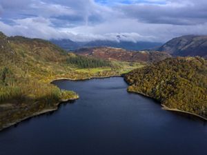 aerial view of a lake in England