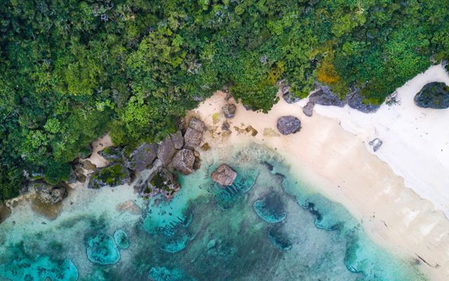 The land meets the sea in Uruma City, Japan