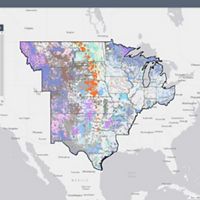 Map of the Site Renewables Right tool's wildlife layers in the central U.S.