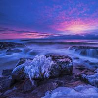 A frozen North Shore of Lake Superior in Minnesota.