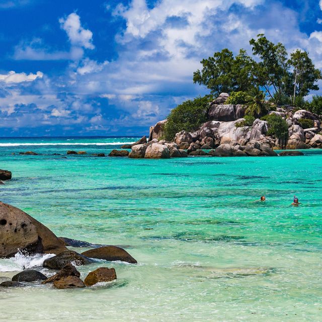 Landscape in Anse Royale Beach, Mahé Island, Seychelles.