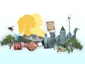 Collaged illustration showing a brighter future.